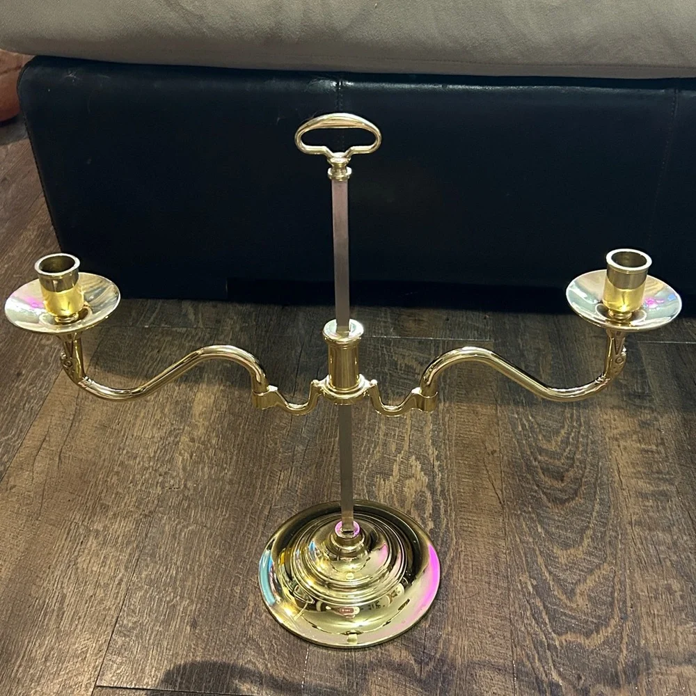 Vtg Baldwin Brass Double Serpentine Candelabra‎ Candle Holder 15.75